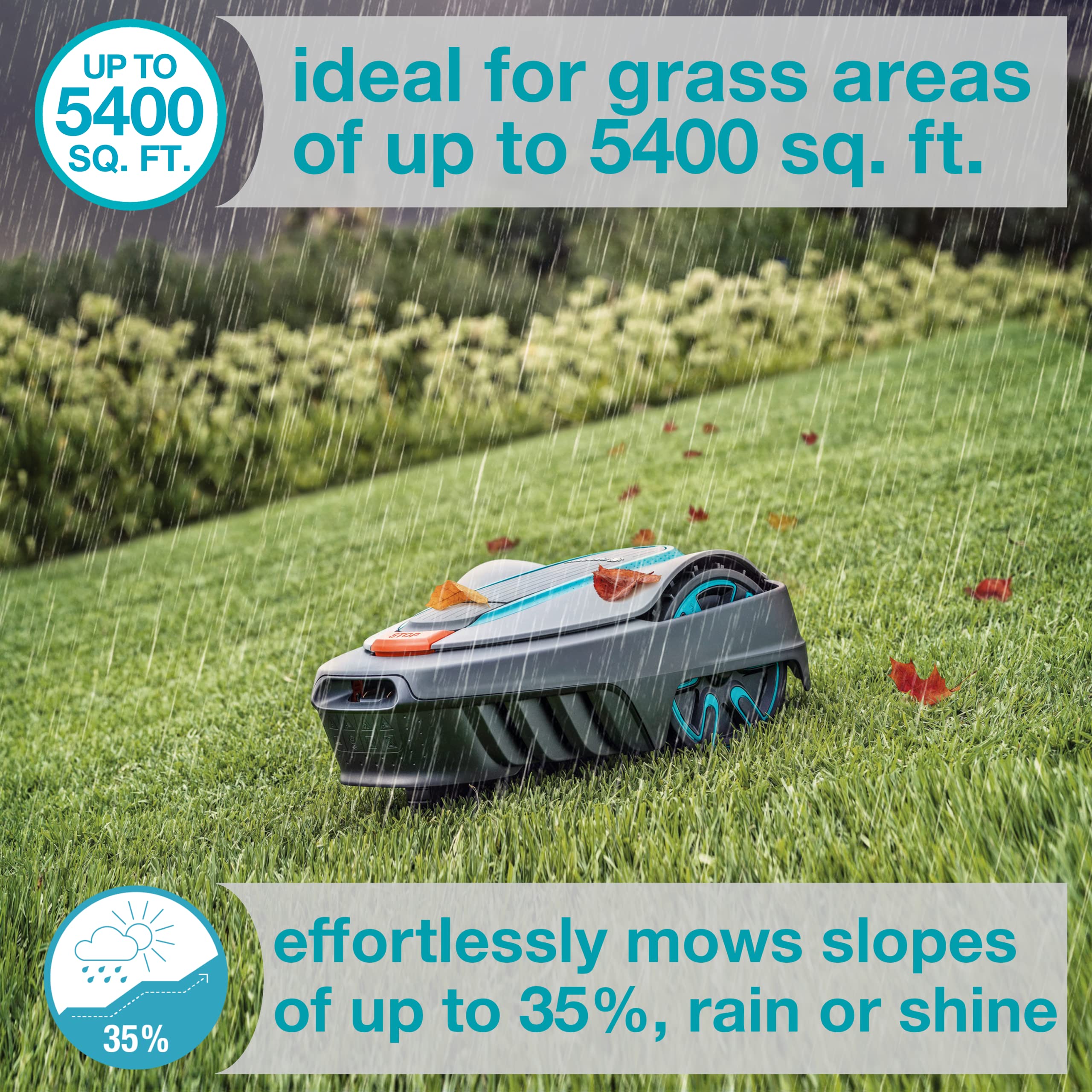 GARDENA 15002-41 SILENO City - Automatic Robotic Lawn Mower, with Bluetooth app and Boundary Wire, one of The quietest in its Class, for lawns up to 5400 Sq Ft, Made in Europe, Grey - Image 5