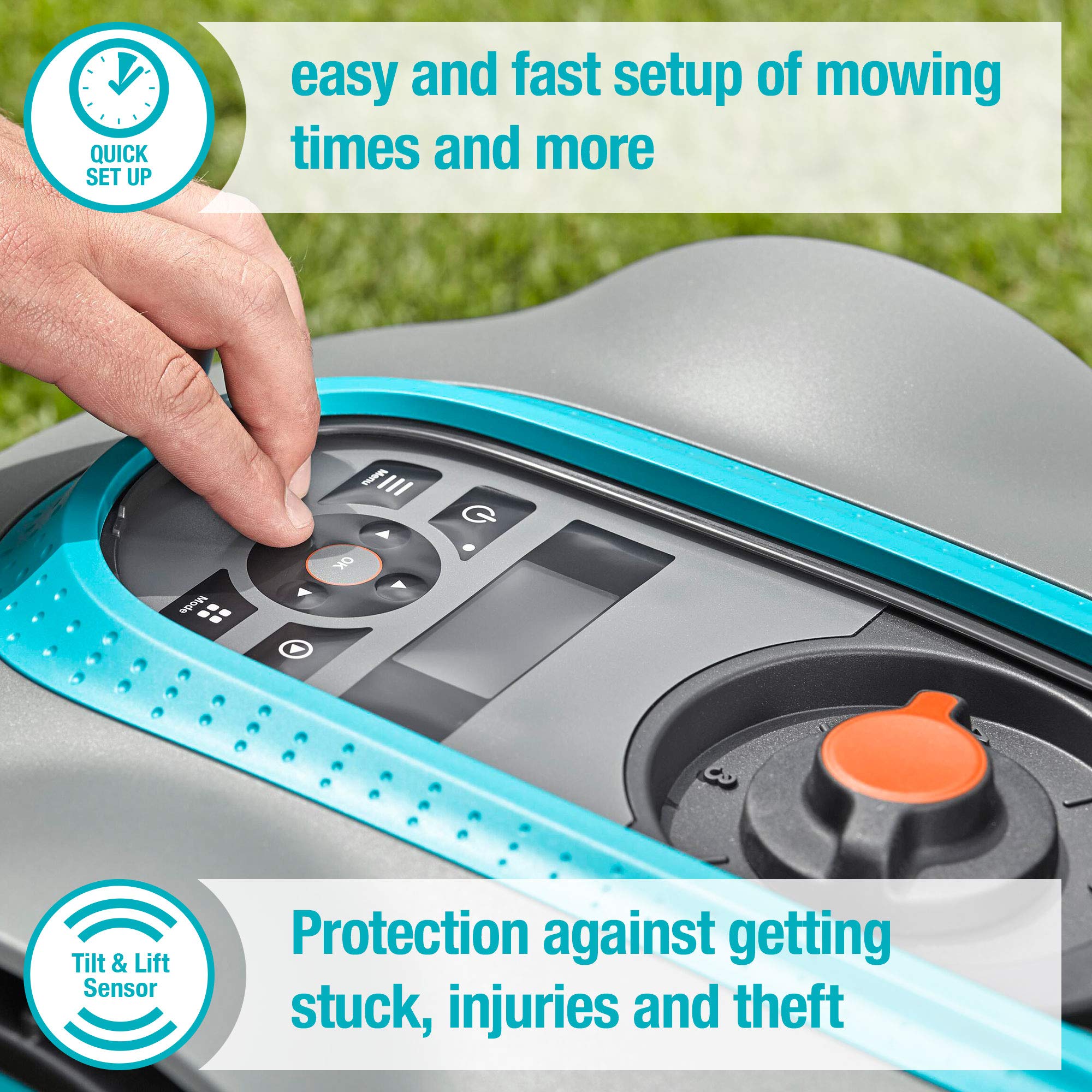 GARDENA 15002-41 SILENO City - Automatic Robotic Lawn Mower, with Bluetooth app and Boundary Wire, one of The quietest in its Class, for lawns up to 5400 Sq Ft, Made in Europe, Grey - Image 6