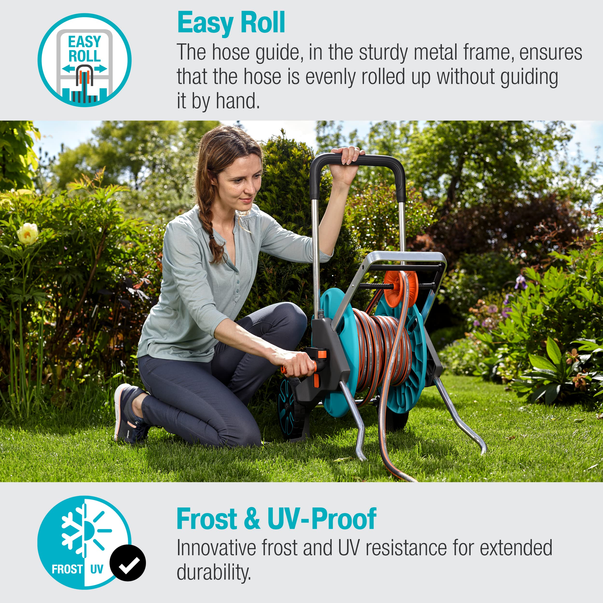 Gardena (18515) CleverRoll (1/2" Medium) Frost-Proof Hose Cart, Includes 66' 1/2" Hose, for Convenient Hose Storage and Watering, Hose Included - Image 4